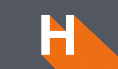 letter h with large orange shadow